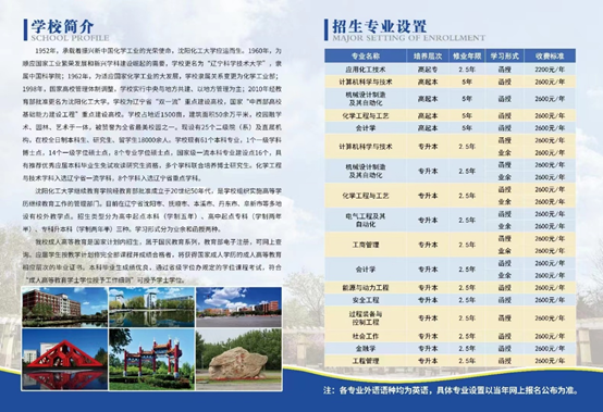 沈陽化工大學(xué)成人高考招生簡章